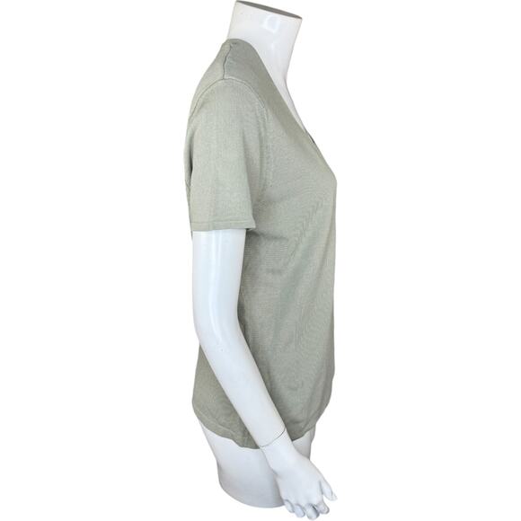 Talbots Large Petite Womens Light Olive Green Short Sleeve Stretch Top NWT - Picture 6 of 12